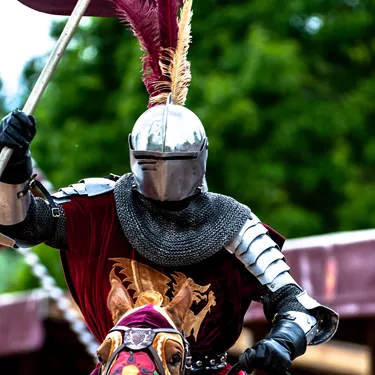 Close-up of Red knight on horse