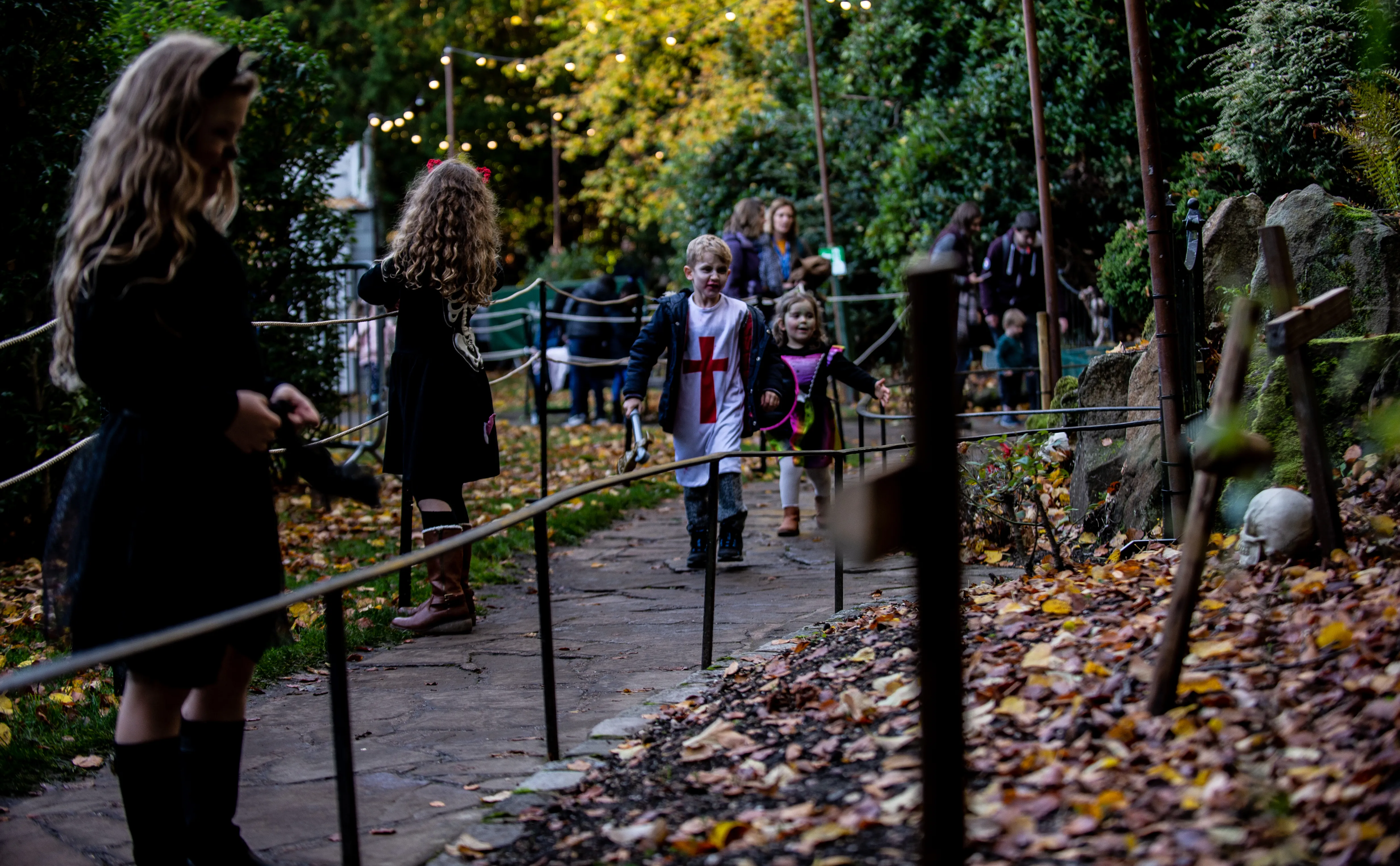 Children exploring in Haunted Hollows